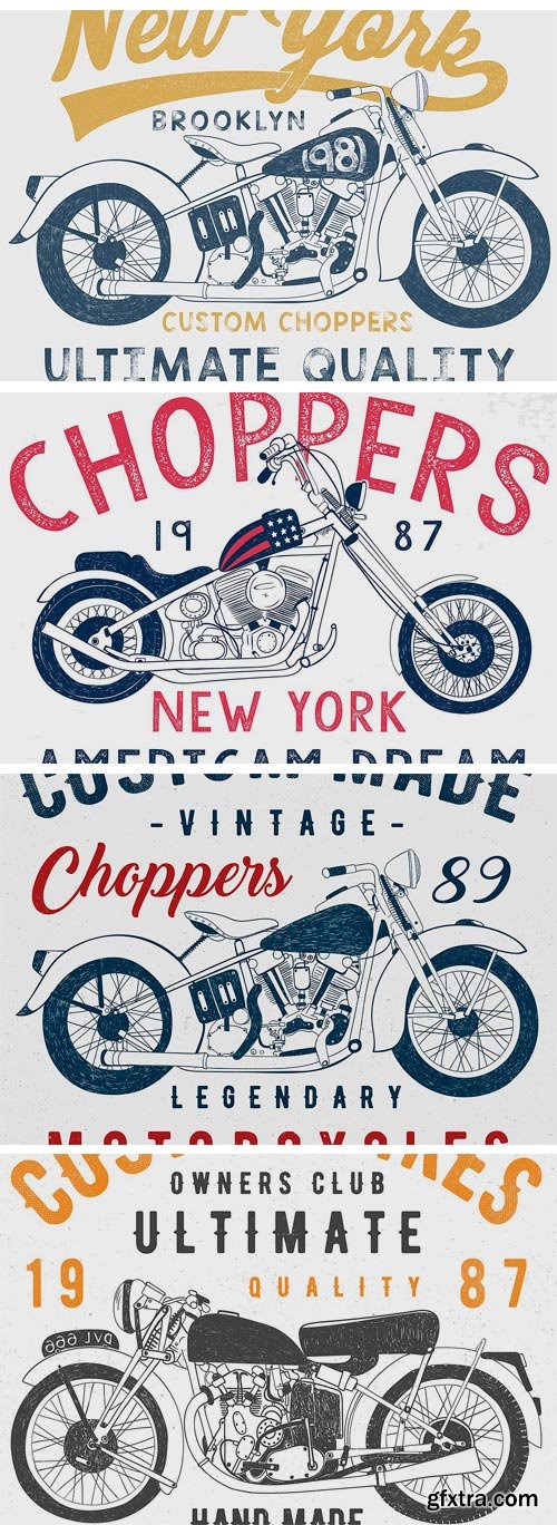 CM 1185795 - Vintage Motorcycle Illustrations