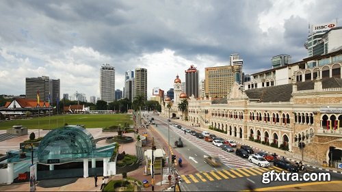 Elevated view over merdaka square including the sultan abdul samad building