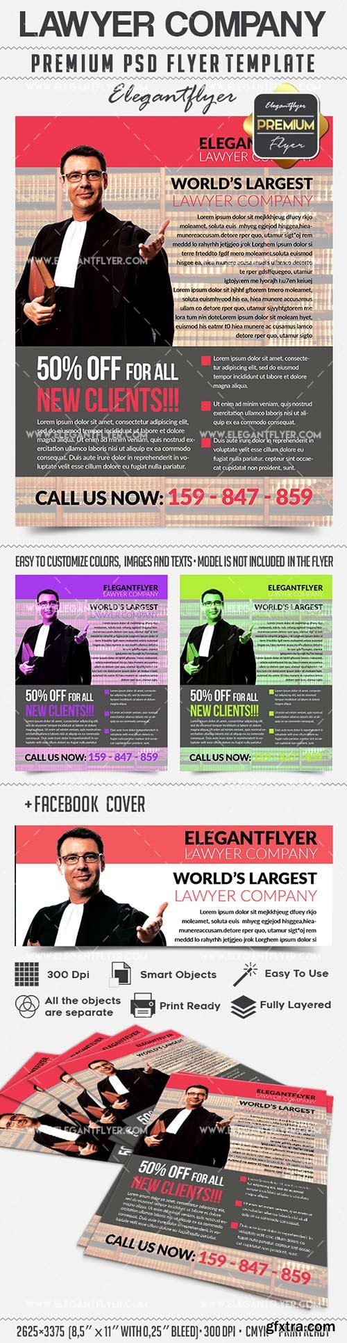 Lawyer Company – Flyer PSD Template + Facebook Cover