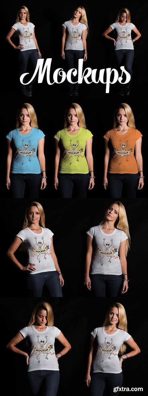 CM - 5 Female T-shirt Mockups 970003