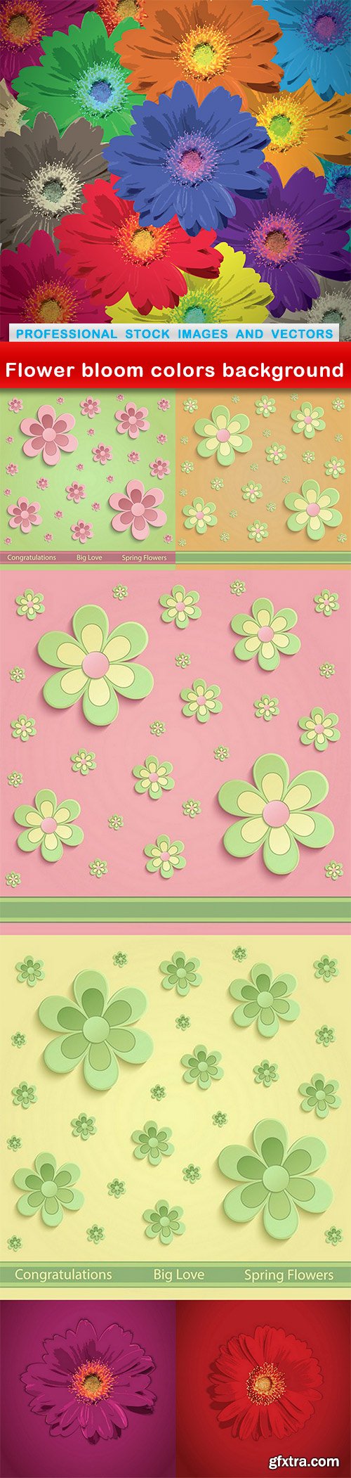 Flower bloom colors background - 7 EPS