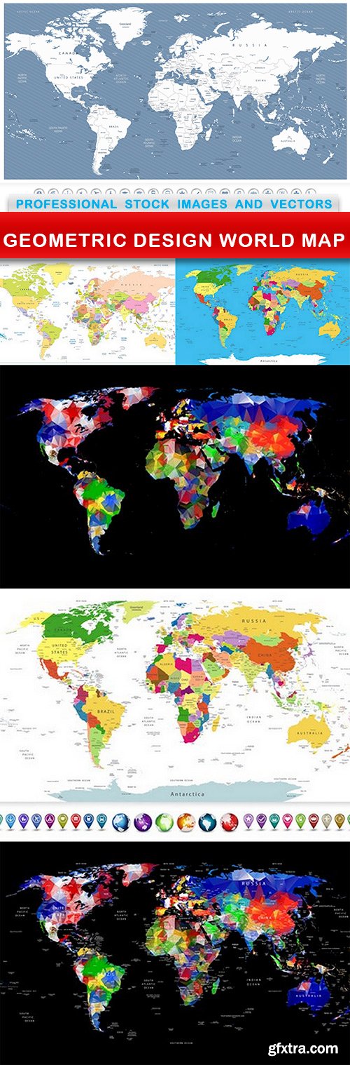 GEOMETRIC DESIGN WORLD MAP - 6 EPS