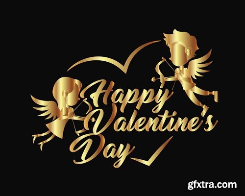 Collection logo slogan flyer card valentines day vector image 11 EPS