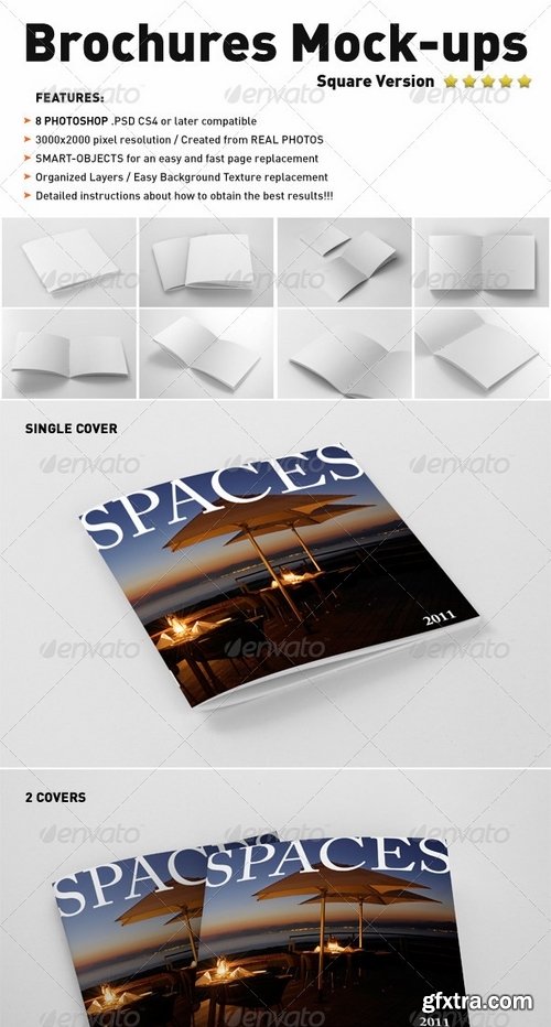 GraphicRiver - Photorealistic Square Brochure Mock-ups 4123650