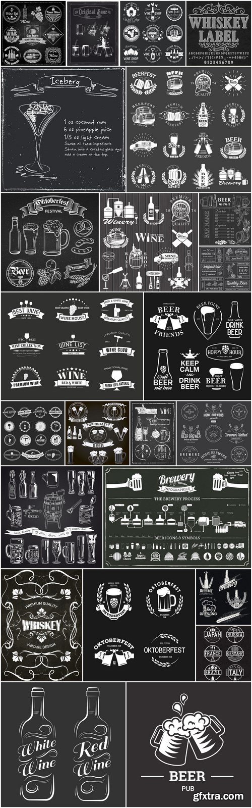 Beer Wine Whiskey Chalkboard #3 - 25 Vector