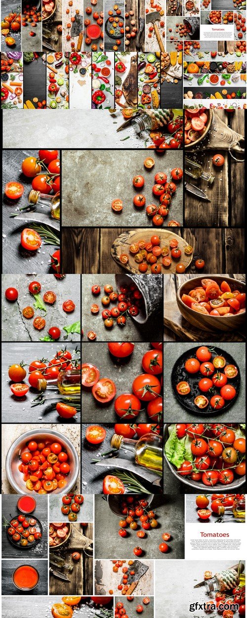 Food collage of fresh tomato and vegetables #3 7X JPEG