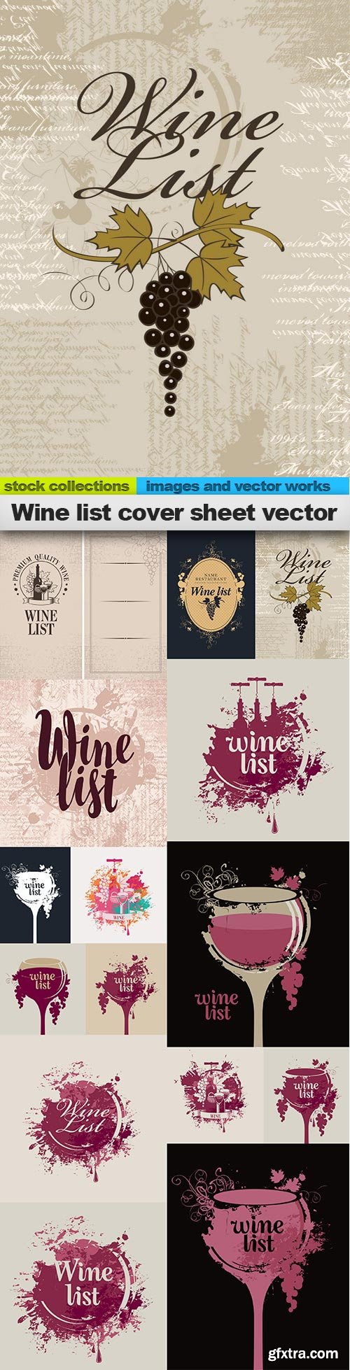 Wine list cover sheet vector, 15 x EPS