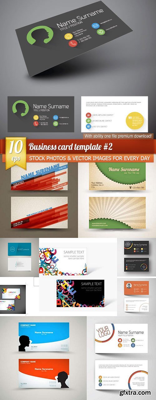 Business card template #2, 10 x EPS