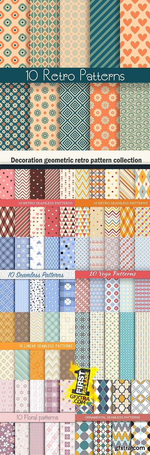 Decoration geometric retro pattern collection