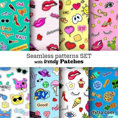 Patterns with trendy patches - 7 EPS