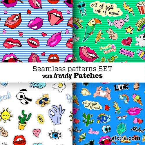 Patterns with trendy patches - 7 EPS