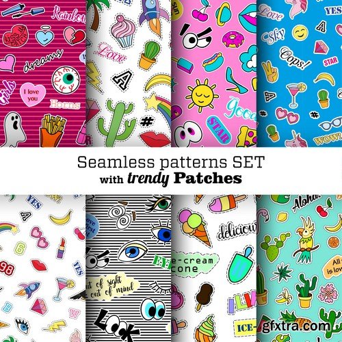 Patterns with trendy patches - 7 EPS