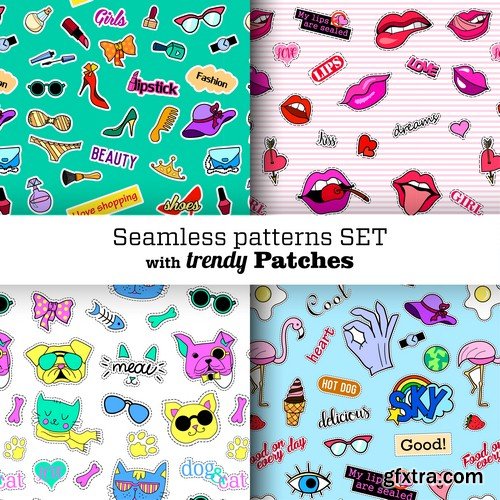 Patterns with trendy patches - 7 EPS