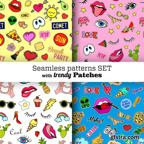 Patterns with trendy patches - 7 EPS