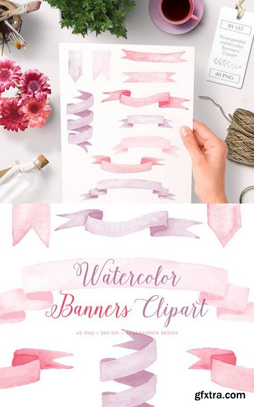 CM - Watercolor Banners Ribbons Graphics 510148