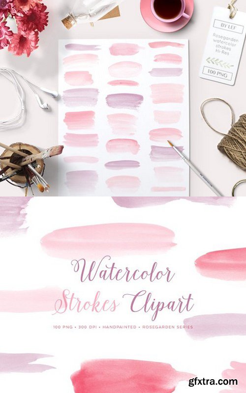 CM - Watercolor Paint Brush Strokes PNG 458043