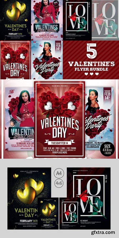 CM - 5 in 1 Valentines Day Flyer Bundle 1247371