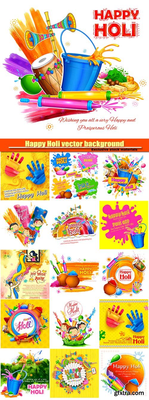 Happy Holi vector background for festival of colors celebration greetings