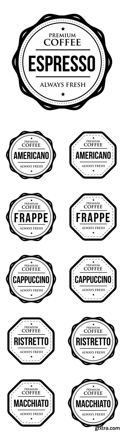 Vector Set - Coffee Vintage Stamps