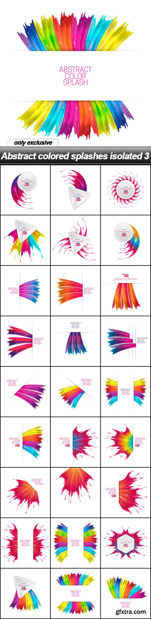 Abstract colored splashes isolated 3 - 27 EPS