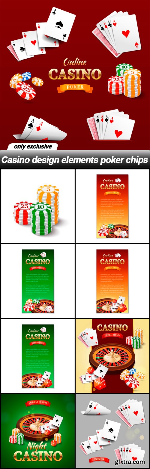 Casino design elements poker chips - 9 EPS