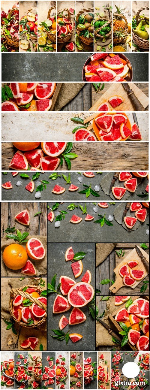 Food collage of fresh grapefruit #6 5X JPEG