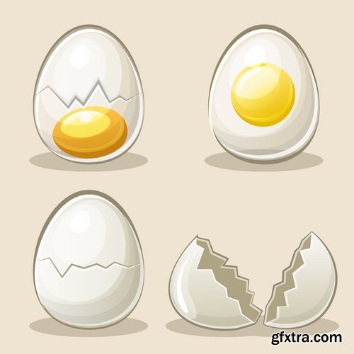 Collection of egg shell eggs breakfast omelette 25 EPS