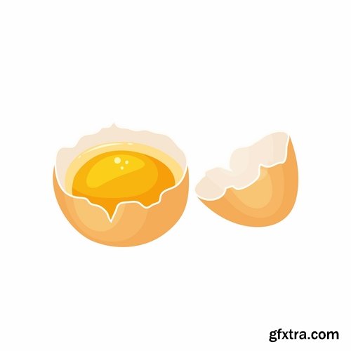 Collection of egg shell eggs breakfast omelette 25 EPS