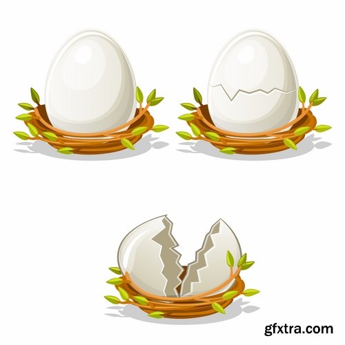 Collection of egg shell eggs breakfast omelette 25 EPS