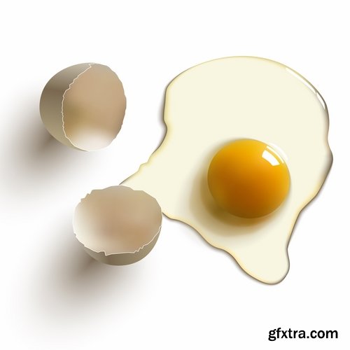 Collection of egg shell eggs breakfast omelette 25 EPS