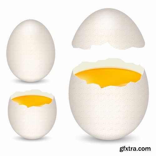 Collection of egg shell eggs breakfast omelette 25 EPS