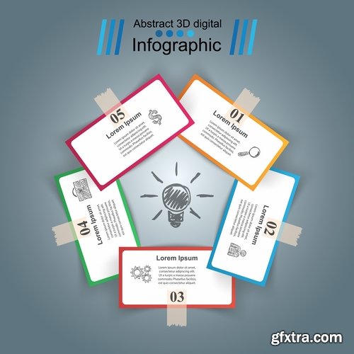 Collection of infographics idea light bulb turn based strategy for business success 25 EPS