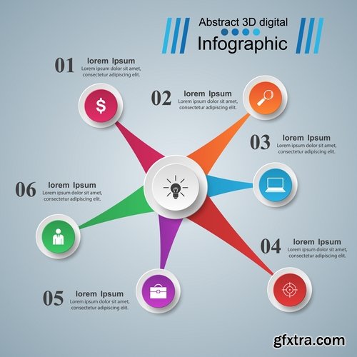 Collection of infographics idea light bulb turn based strategy for business success 25 EPS