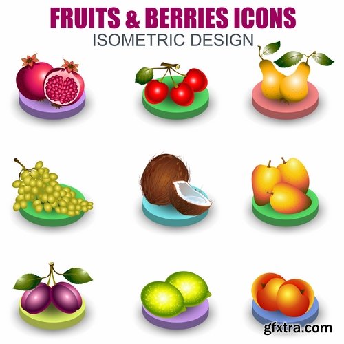 Collection of icon realistic image food animals 15 EPS