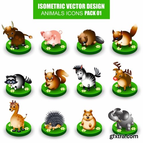 Collection of icon realistic image food animals 15 EPS