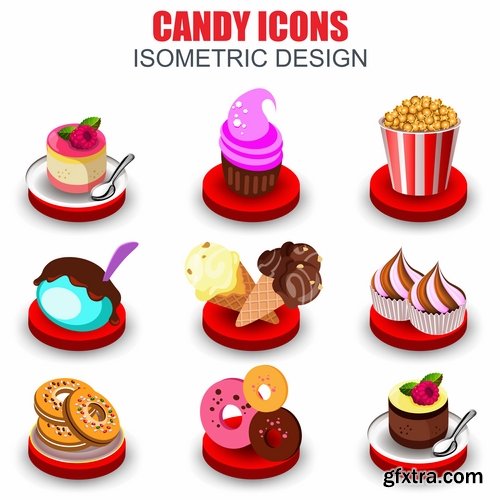 Collection of icon realistic image food animals 15 EPS