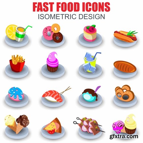 Collection of icon realistic image food animals 15 EPS