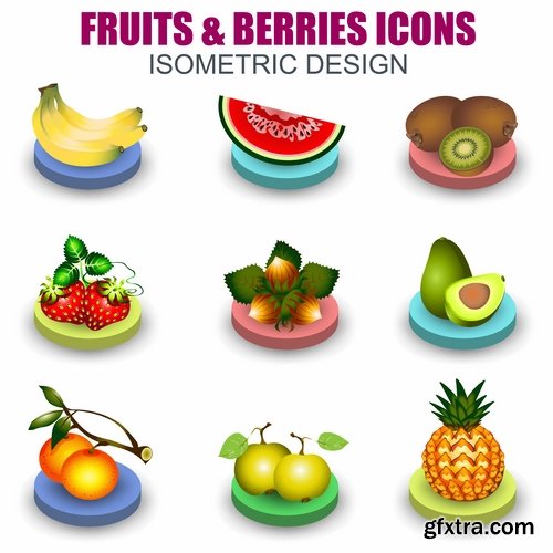 Collection of icon realistic image food animals 15 EPS