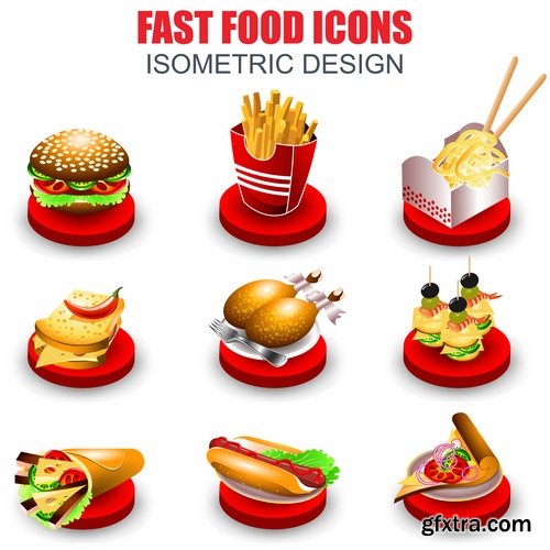 Collection of icon realistic image food animals 15 EPS