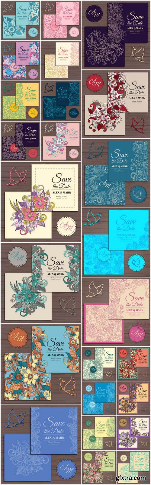 Floral Wedding Card Template #2 - 25 Vector