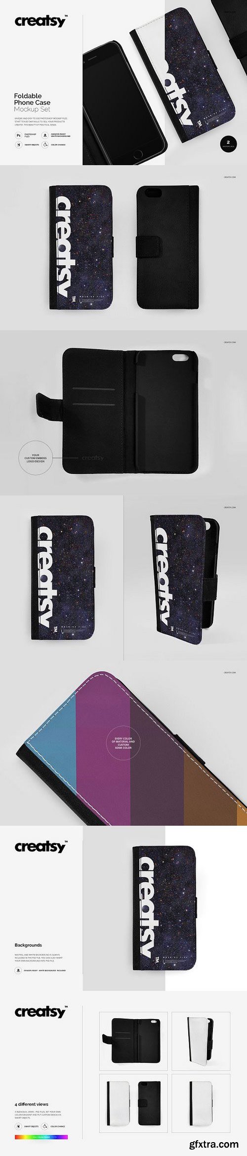 CM - Foldable Phone Case Mockup Set 1172179