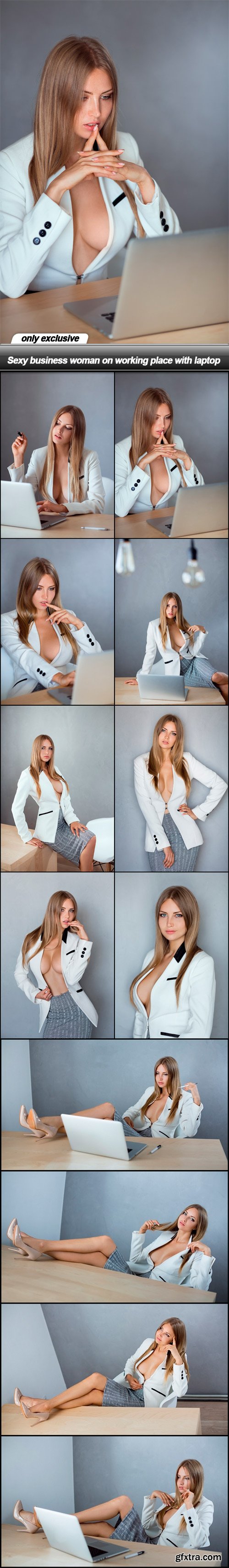 Sexy business woman on working place with laptop - 12 UHQ JPEG