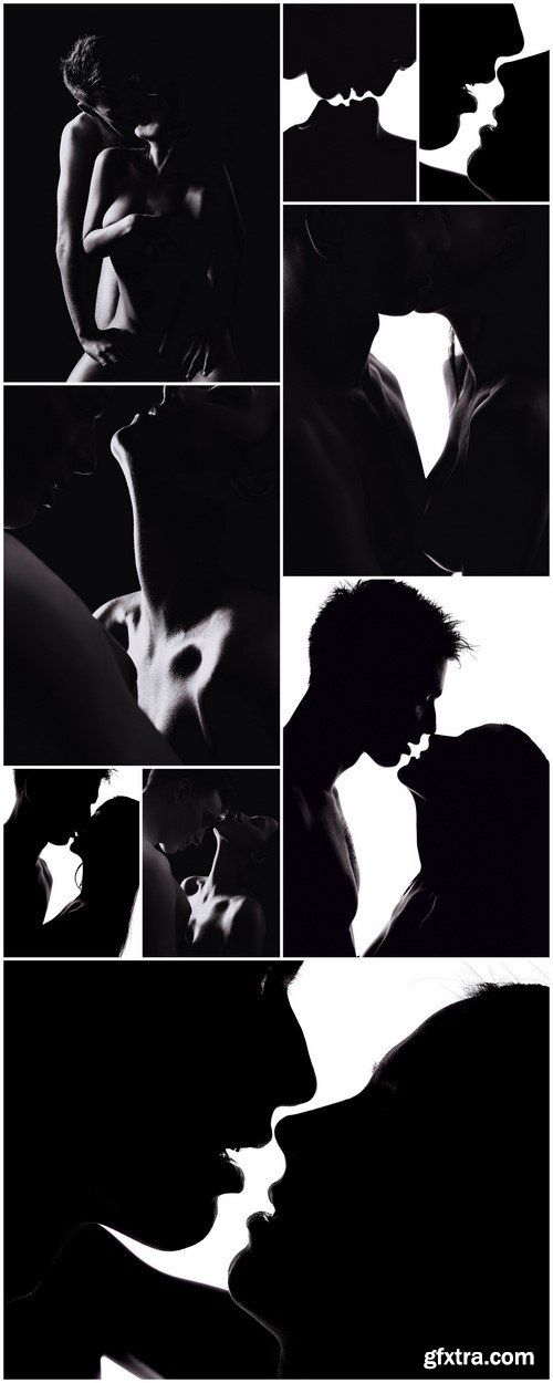 Young couple in love silhouettes 9X JPEG
