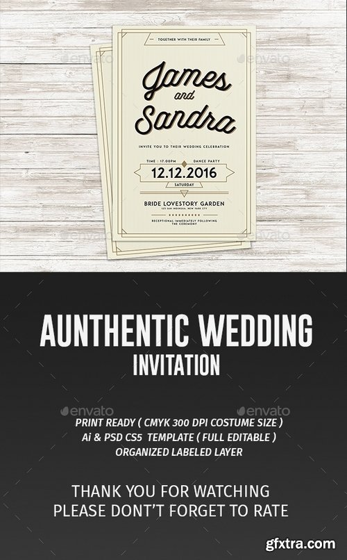 GraphicRiver - Authentic Wedding Invitation 17719451