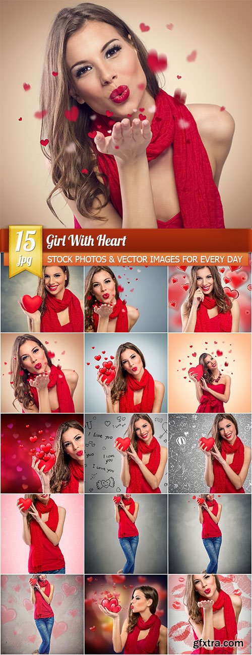 Girl with heart, 15 x UHQ JPEG