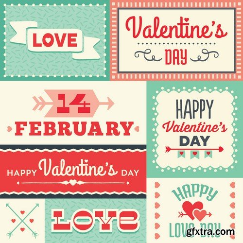 Stock Vectors - Happy Valentine\'s Day 5, 25xEPS