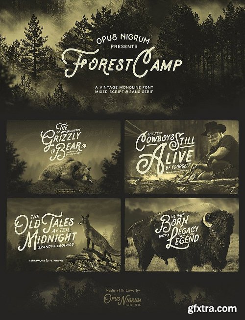 CreativeMarket Forest Camp Font + Free Vector Pack 517534