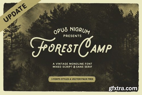 CreativeMarket Forest Camp Font + Free Vector Pack 517534