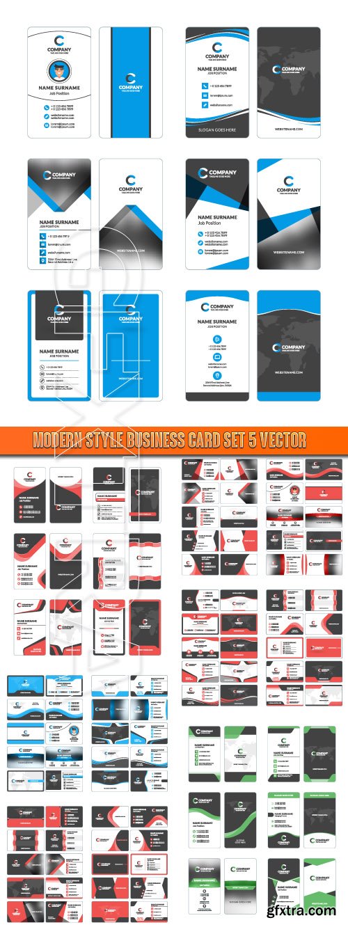 Modern Style Business Card Set 5 vector