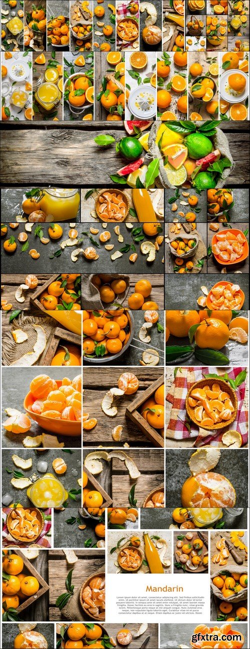 Food collage of fresh oranges and mandarin #8 7X JPEG